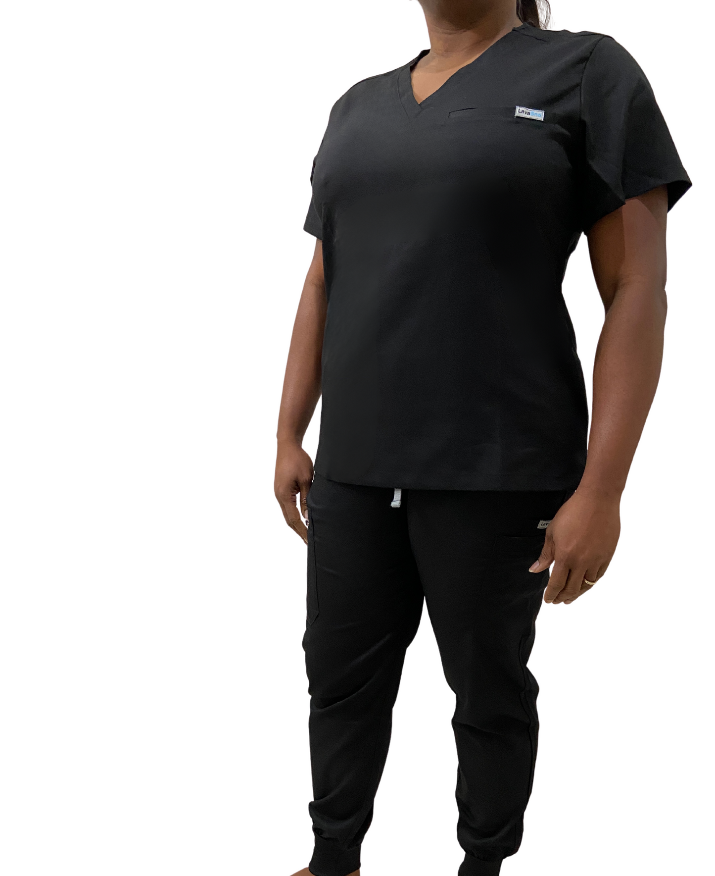 LavaSno Black Women's Scrub Top and Jogger bottom